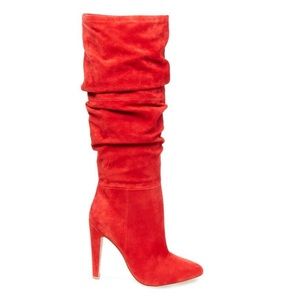 Steve Madden Carrie Red Suede Leather Boots 5.5